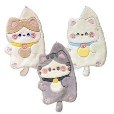 可愛貓咪造型擦手巾，柔軟吸水速乾，居家清潔好幫手, 灰色, 1個