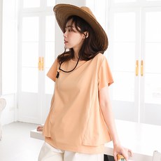 BabyShare時尚孕婦裝 側腰雙層短袖哺乳衣 哺乳衣 孕婦裝 CMS044B2L