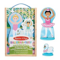 정품++ 멜리사앤더그 Melissa & Doug Ballerina And Fairy 자석 드레스업 양면 나무 인형과 백조 역할 놀이 세트 (52개), 발레리나 & 요정, 1개