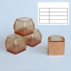 의자 발커버 스티커형 발캡 긁힘 방지 투명 미끄럼 문쾅, 1개, 작은 사각 16개