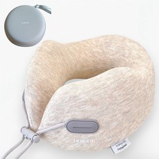 라몬 인체공학 여행용 메모리폼 목베개 기내용, 오트밀베이지(+마카롱케이스)