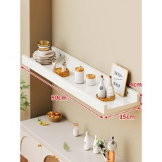 墻上置物架 墻上置物架 墻壁一字板 掛墻 免漆板 墻面壁掛書架 木板隔板 懸空置物板, 【90X15CM】-暖白色