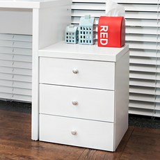 Woodmi家具 Bao床頭櫃 抽屜櫃, 白色, 3層