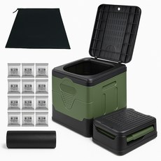 파파스 접이식 캠핑 변기 세트, 그린, 1세트