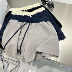 【台灣發貨】新款運動短褲 女 夏季撞色拚接運動短褲 休閒褲 健身熱褲 運動短褲 休閒褲 運動褲 寬褲 海灘褲, 藏青色,2XL[建議67-75公斤]