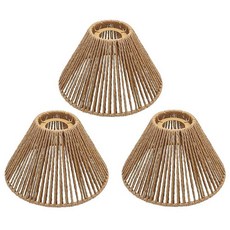 Ø18.8cm x 높이 12.9cm(7.87인치 4.72인치) 3x 보헤미안 라탄 펜던트 램프 교체 쉐이드 천장 팬 전구 커버 조명 설비 전용 농가 고리버들 우븐 전등갓, Ø7.87"（20cm）