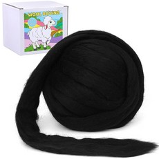 울 로빙 벌크 14.1온스 니들 펠팅 울 펠팅용 슈퍼 원사 손 방적 펠팅 블렌딩 및 DIY 공예용 섬유 탑 (400g), Black, 14.1oz