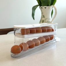 주방꿀템 피코니 스르륵 굴러오는 롤링 계란 트레이 자동 디스펜서, 1개