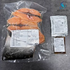 바다사나이 냉동연어 스테이크용 800g 4개입 소스 2종 증정, 1개, 스테이크용 냉동연어 800g