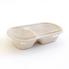 稻草漿容器 2 格 (BH003) 蓋子套裝 50pcs 850ml, 50個, 1件