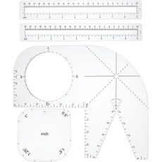 퀼팅 템플릿 PH PandaHall 4pcs 박시 백 제작 클리어 개념 아크릴 지퍼 패치워크 자 재봉 도구 세트 초보자용 커브 포켓 DIY