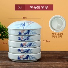 세라믹 접시 도자기 반찬 디저트 플레이팅 5단 그릇, 1개, 호수 연꽃 평평한 전체, 기본 색상