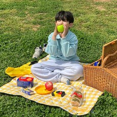 솜솜라이크 푹신한 1인용 돗자리 미니 방수 피크닉 매트, 옐로우