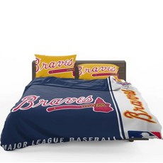 MLB 아틀란타 브레이브스 이불 배게 커버 세트 - 싱글 더블 사이즈 Atlanta Braves, 포함