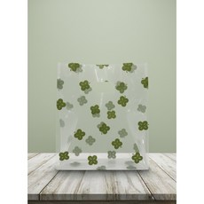 [비닐company] PE투명 비닐쇼핑백 네잎클로버 링봉투 도시락봉투 손잡이비닐, 50매