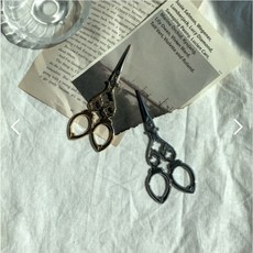 어폼 프렌치 엔틱 빈티지 골드 가위 2type, 1개