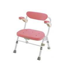 【海夫健康生活館】日本 單手折疊 扶手可掀 高度調節 洗澡椅R型 沐浴椅 粉紅色(HEFR-76), 1個
