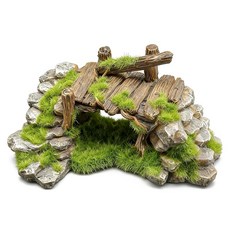 수족관 오브제 수족관 은신처 수족관 레이아웃용 은신처 오브제 이끼가있는 유목 돌 물고기와 새우가 숨어있는 장소 메다카 금붕어용, 1개