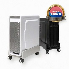 데스크밑 폭조절 본체 거치대 바퀴 쿨링 이동식 데스크탑스탠드, 1개, 블랙