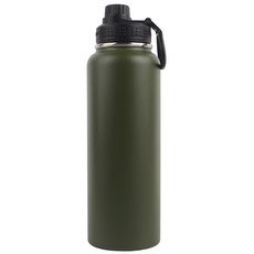 투데이리빙 보온 보냉 스텐 핸들 텀블러 대용량 물병 밀폐형 회전식 스파우트 캡뚜껑 물통 듀얼 드링크 물병 핸드 커버 홀더 손잡이 보틀, 1개, 1200ml, 카키