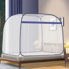 원터치 스퀘어앵글 돔 모기장 미세 방충망 침대 대형 접이식, 블루