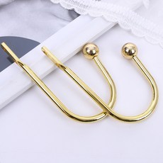 U자형 둥근머리 벽걸이 커튼월 후크창 장식 후크 벽걸이 금속 L자형 후크 장식 액세서리, 금, 1개