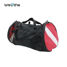 BREATHE 潛水裝備袋 手提肩背行李袋 潛水浮潛用具收納袋 防水後背包 水肺潛水, 黑/紅
