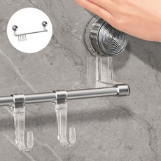 욕실 거치대 스텐 수건걸이 타월걸이 흡착식 벽걸이 kwa*224dk, 투명 + 실버, 1개