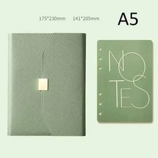 리필 가능 노트 저널 A5 바인더 6 링 빈티지 프리미엄 PU 가죽 클래식 여행 일기 북, Green-A5
