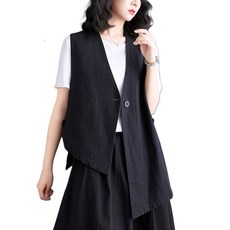 WAWAMOM 여성언발란스 조끼 베스트 독특한 언발조끼 패션베스트 FJL73