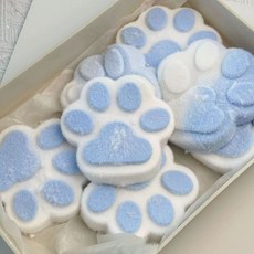 초대형 고양이 발바닥 실리콘 DIY 타바 스퀴시, 1개, B. 블루 화이트 초 대형 플러시 고양이 발 약 5CM