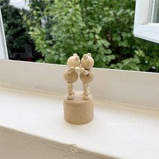 나무관절 목각 인형 인테리어 촬영 소품, 더블베어 높이 9 cm, 1개