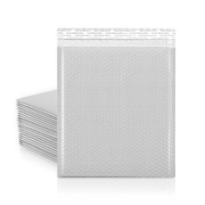 Koja 열 패딩 버블 우편물 50팩. 매우 두꺼운 패딩이 있는 고품질 배송 봉투 및 가방. 빠르고 쉬운 자체 밀봉 디자인. (실버 43.2 x 38.1cm(17 15인치), 화이트