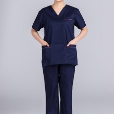 dimowa 병원유니폼 간호사 물리치료사 에스테틱유니폼, 1개, (순면직물) 네이비블루