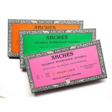 ARCHES 阿奇思 300gsm 水彩本 (15x30cm), 中紋/冷壓-綠20入