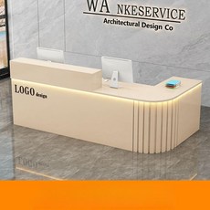 템바보드 테이블 ㄱ자 카운터 안내데스크 우회전 프론트, 웜베이지 패턴 + 무드등 + 왼쪽 회전