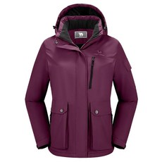 CAMEL CROWN 여성용 방수 스키 재킷 따뜻한 겨울 스노우 코트 하이킹 윈드브레이커 후드 아웃도어 스노우보드 재킷 퍼플. 3X-라지