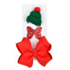 올치 반려동물 똑딱 집게 머리 핀 혼합 세트, 3개, 크리스마스 그린