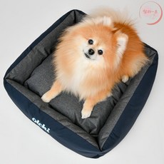 랄라온 퍼피아 사각베드 네이비 애견쿠션