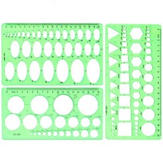 SenseYo 3팩 드로잉 템플릿 스텐실 기하학적 스텐실용 원형 템플릿 플라스틱 투명 스텐실 건축 용품 공부 디자인을 위한 제도 도구, 3 pcs