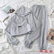 【M-5XL大尺碼】大尺碼女裝 瑜伽服 運動服 健身女孩 運動跑步 2024春秋季新款休閒運動套裝女學生韓版連帽衛衣外套