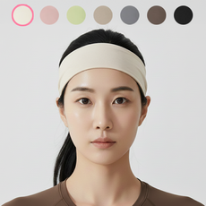 WICKEDRUN 러닝 땀흡수 운동 스포츠 헤어밴드, 아이보리, 1개