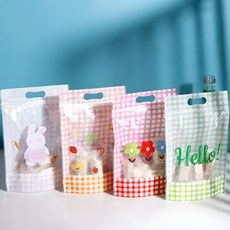 Mii Mii Party 可愛感性風手提夾鏈禮物包裝袋, 50個, 彩色格紋