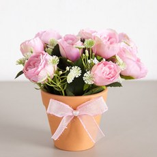 오스틴장미화분Aset 15cm 조화 인테리어, 핑크, 2개