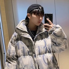 燈芯絨字母印花寬鬆情侶款加厚保暖棉衣外套