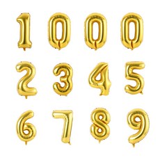 숫자풍선 16인치, 12p, 골드