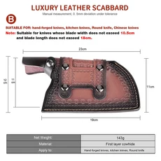 고급 셰프 나이프 칼집 소가죽 커버 정육점 칼날 가드 보호 케이스 스테이크 및 뼈대 포켓, 02 2