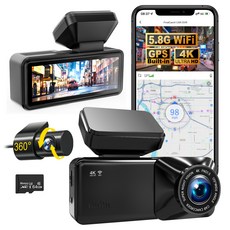 VIMONIC 4K UHD+FHD 고화질 2채널 차량용 블랙박스 GPS 내장 WiFi 스마트폰 연동 지원 한국어 음성 안내, 단품, 64GB
