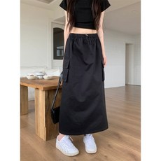 韓版抽繩工裝長裙