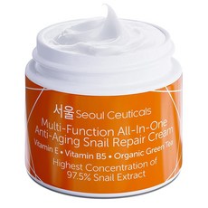 서울서티컬즈 스네일 리페어 크림 SeoulCeuticals Korean Skin Care 97.5% Snail Mucin Moisturizer, 1개